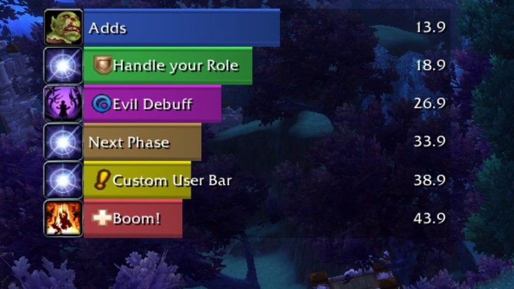 The addon Deadly Boss Mods. Shown in WoW Shadowlands