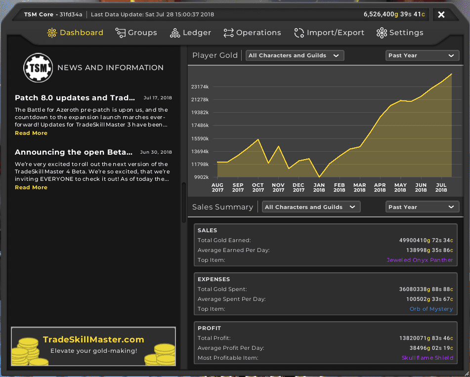 TradeSkillMaster Addon for WoW gold making