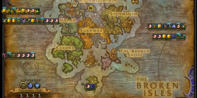 The World Quest Tracker Addon for WoW Gold Farming- Showing the Rewards of All World Quests on the Map