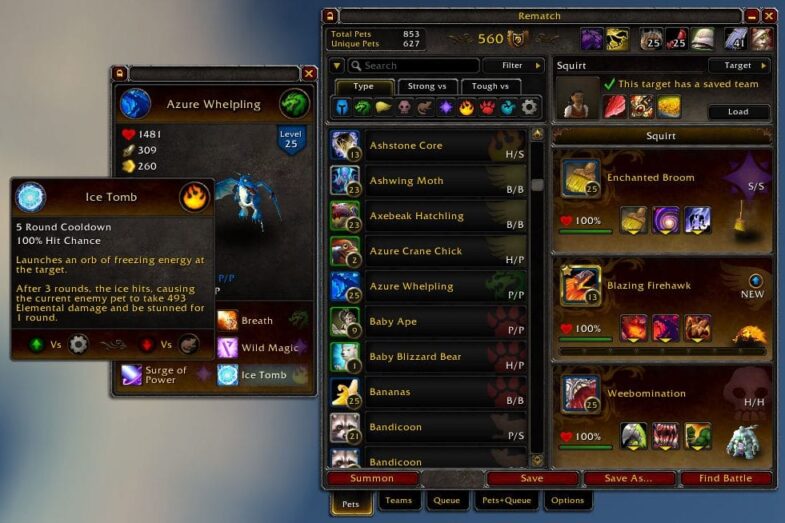 The Rematch Addon for WoW - Categorizing Your Pets for Making Gold