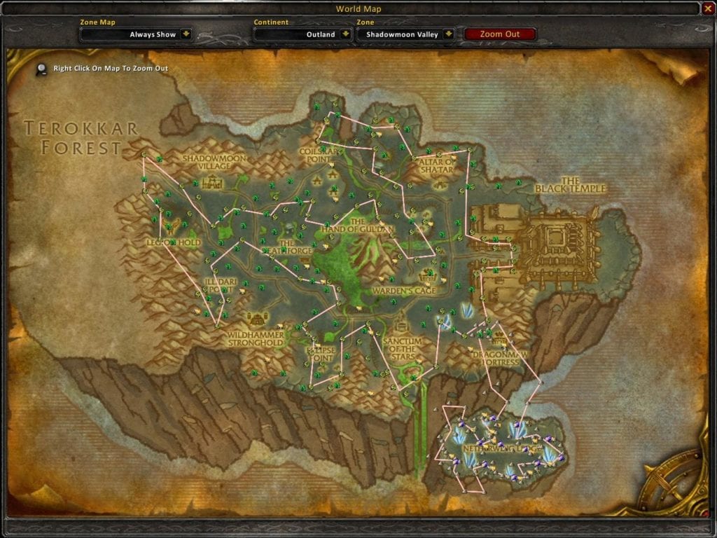 The Gathermate2 and Routes Addons for WoW - Displaying Optimal Paths for Farming and Making Gold