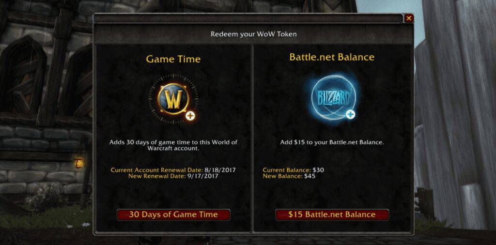 Converting WoW Token into Blizzard Balance.