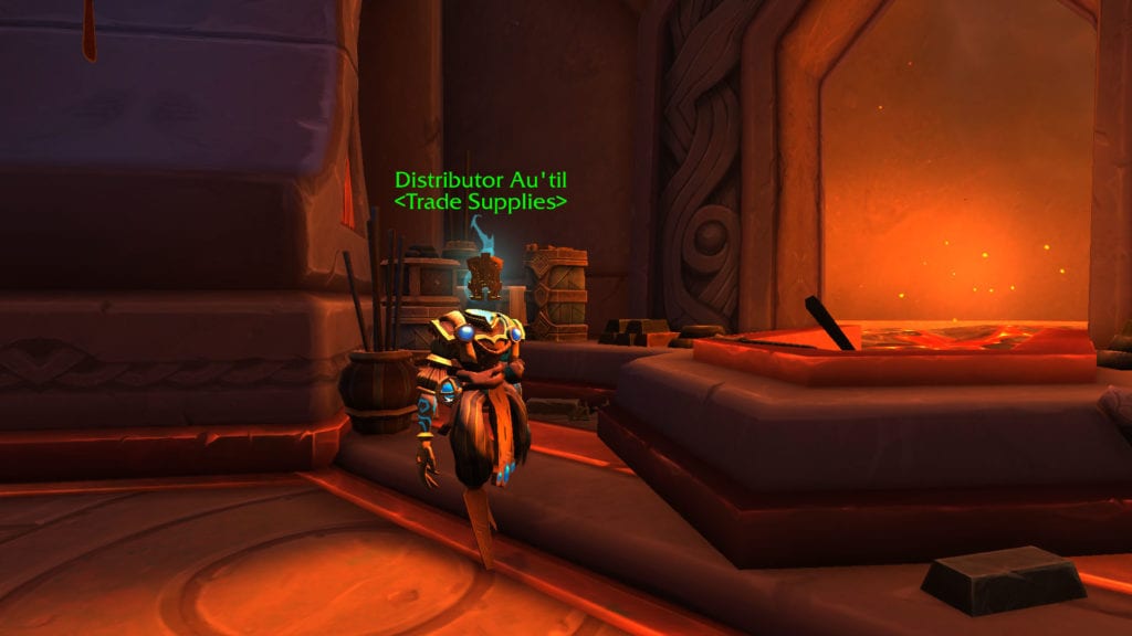 The Trade Supplies Vendor in Oribos, Needed for Making Gold in WoW Shadowlands with Herbalism