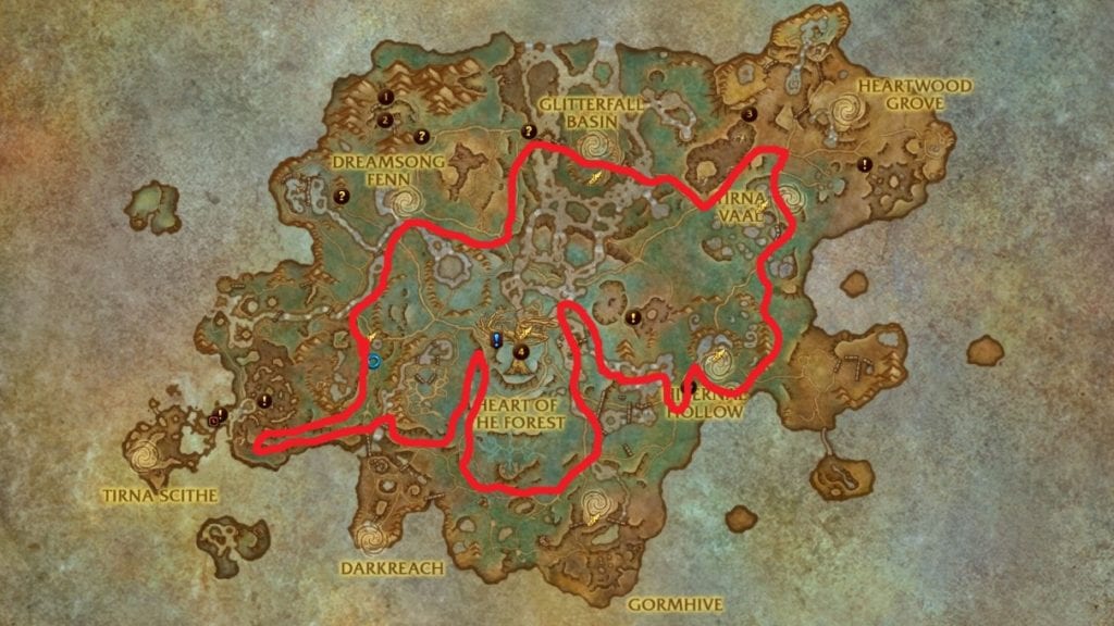 The Ardenweald Herbalism Route 1 in Our Complete Guide on How to Make Gold in WoW Shadowlands with Herbalism