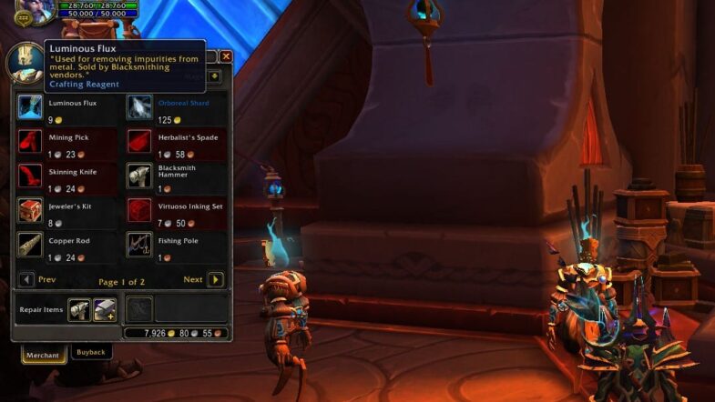 Blacksmithing crafting table wow