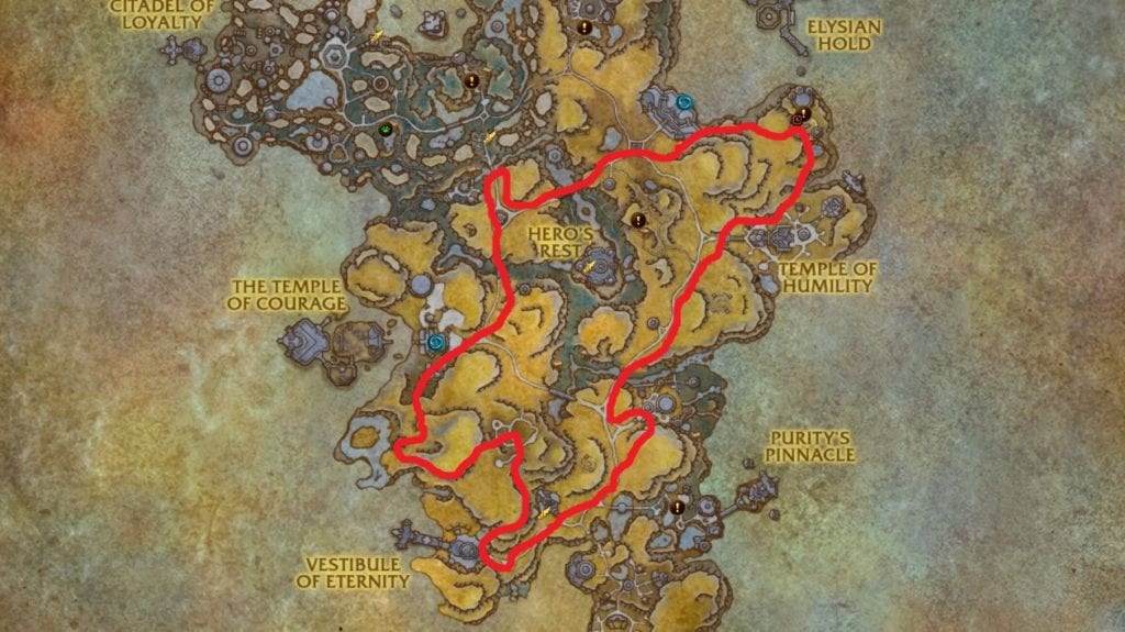 The Bastion Herbalism Route 1 in Our Complete Guide on How to Make Gold in WoW Shadowlands with Herbalism