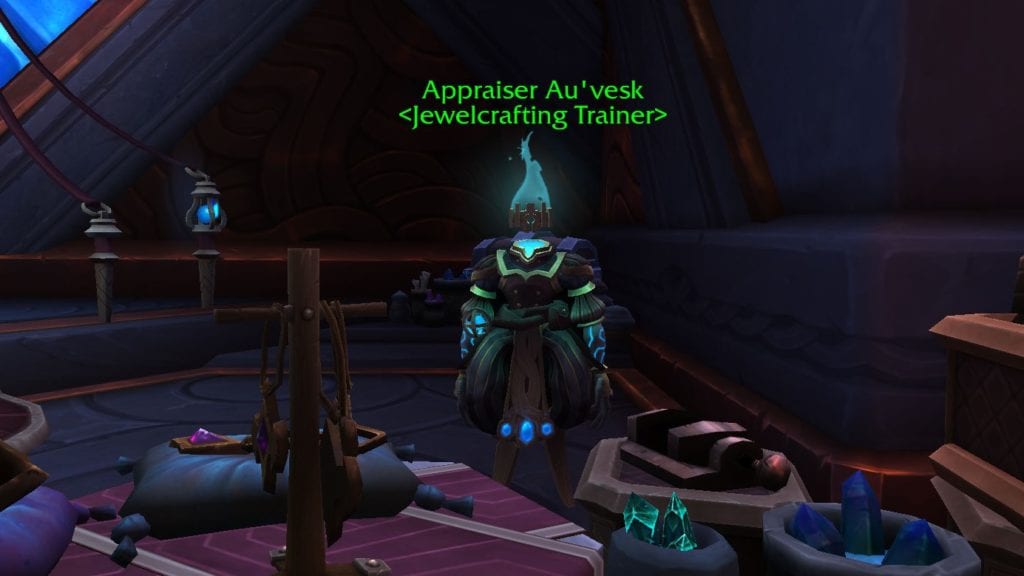 The Jewelcrafting trainer Found in Oribos, Needed for Making Gold in WoW Shadowlands with Jewelcrafting