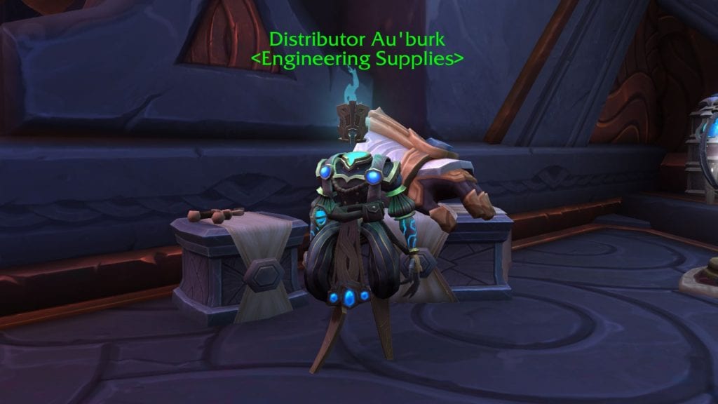 The Engineering Supplies Vendor in Oribos, Needed for Making Gold in WoW Shadowlands with Engineering