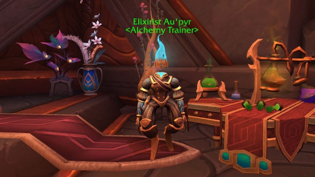 The Alchemy Trainer Found in Oribos, Needed for Making Gold in WoW Shadowlands with Alchemy.