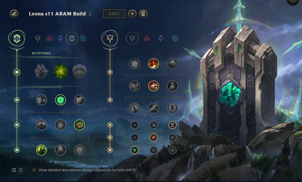 LoL ARAM Leona build rune page