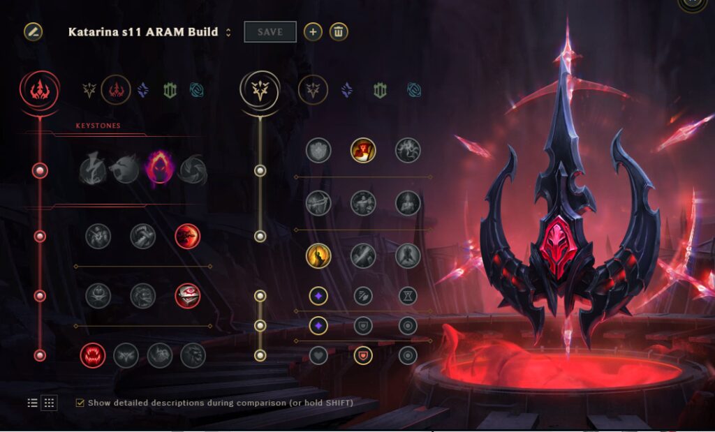 ARAM LoL Katarina build rune page