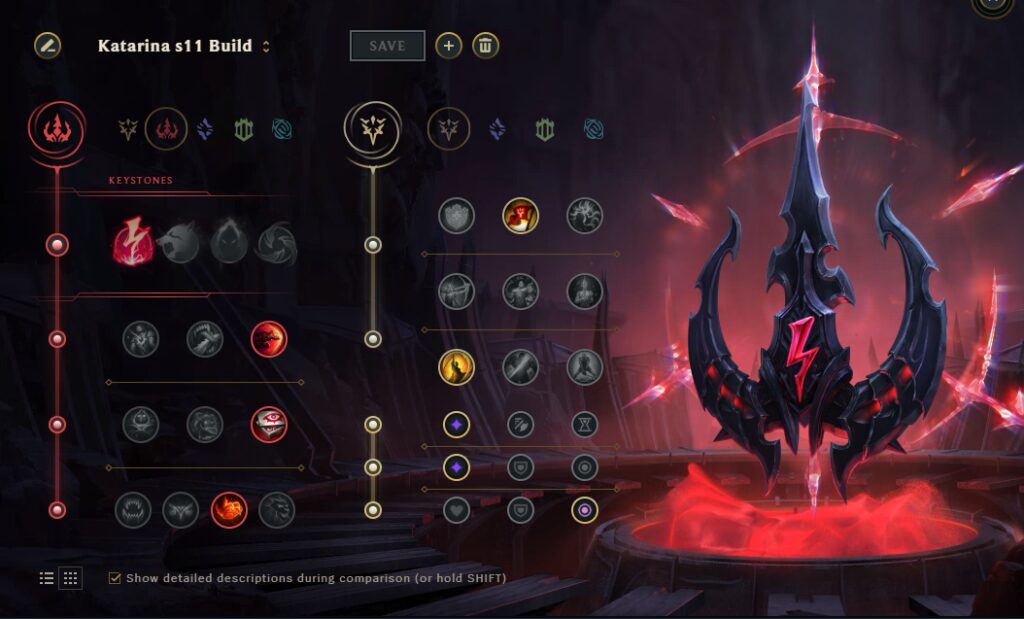 Mid Lane Katarina build rune page