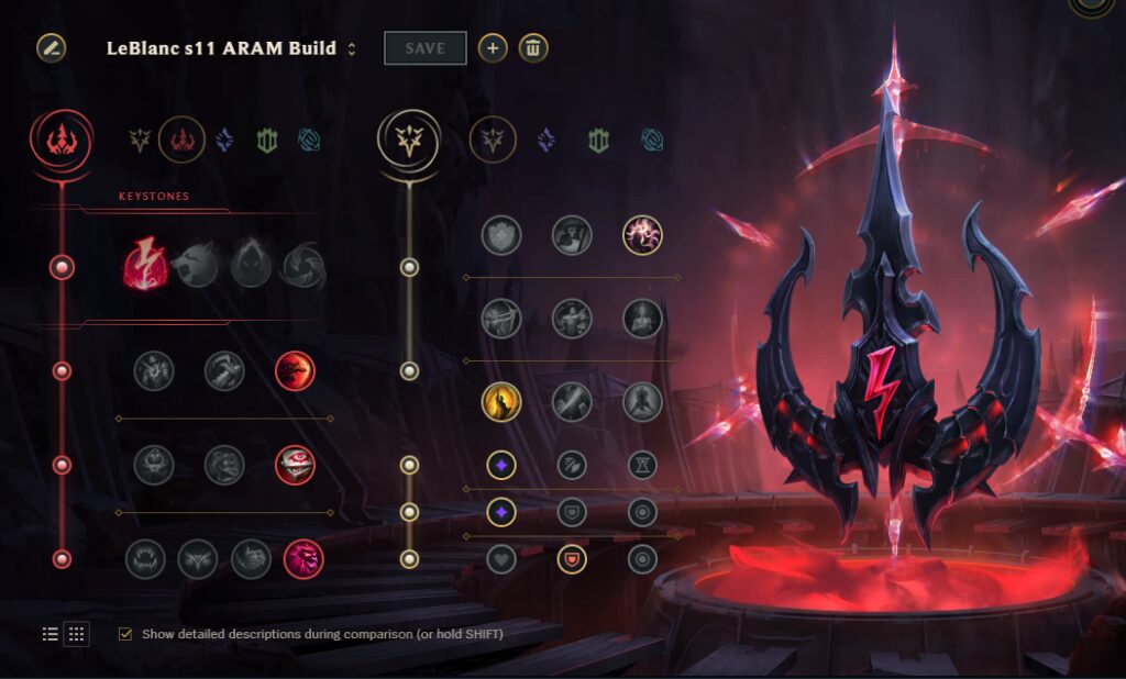 ARAM LoL LeBlanc build rune page