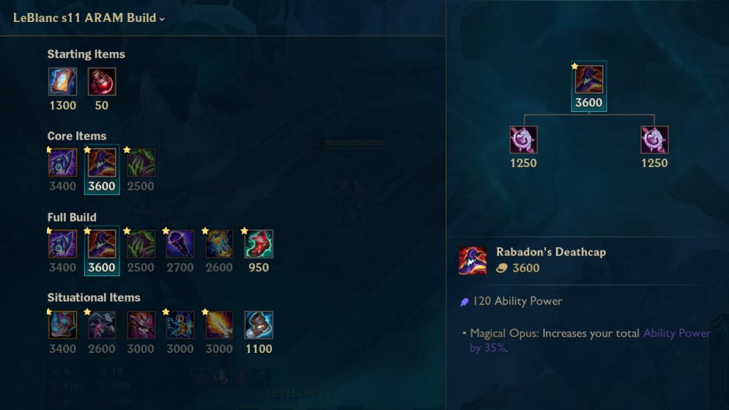 ARAM LoL LeBlanc build item list