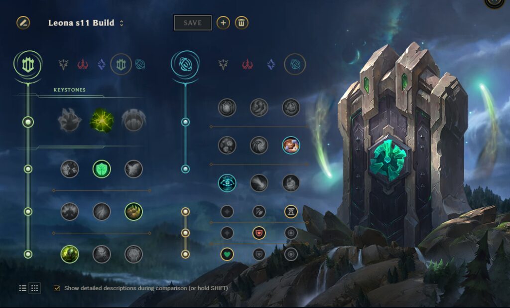 Support Leona LoL build rune page