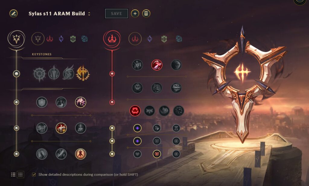 ARAM LoL Sylas build rune page