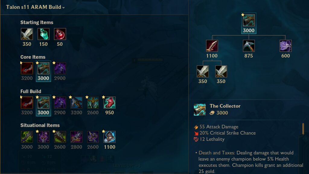 ARAM LoL Talon build items